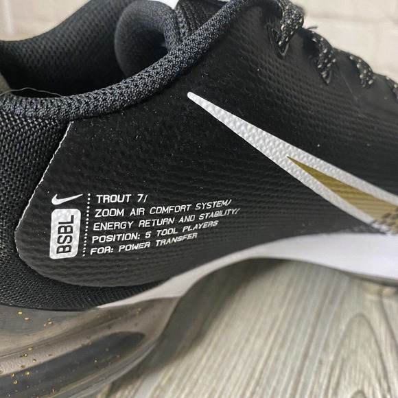 Nike Force Zoom Trout 7 Pro Baseball Cleats Men’s 13 Black Gold CQ7224-012 New - Picture 6 of 8